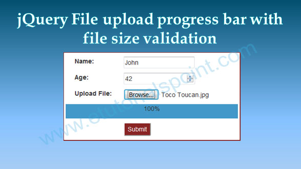 jQuery File upload progress bar with file size validation