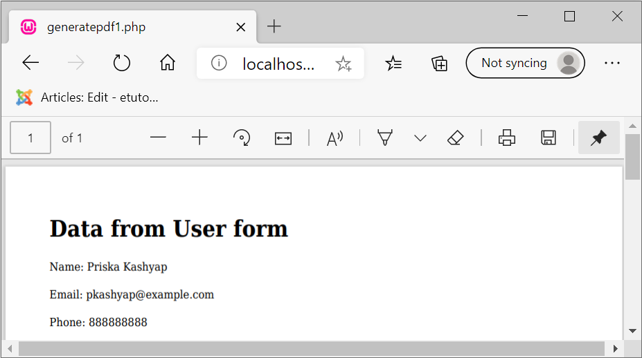 Generate PDF from Form