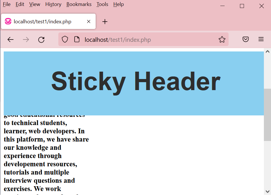 Sticky header on scroll jQuery
